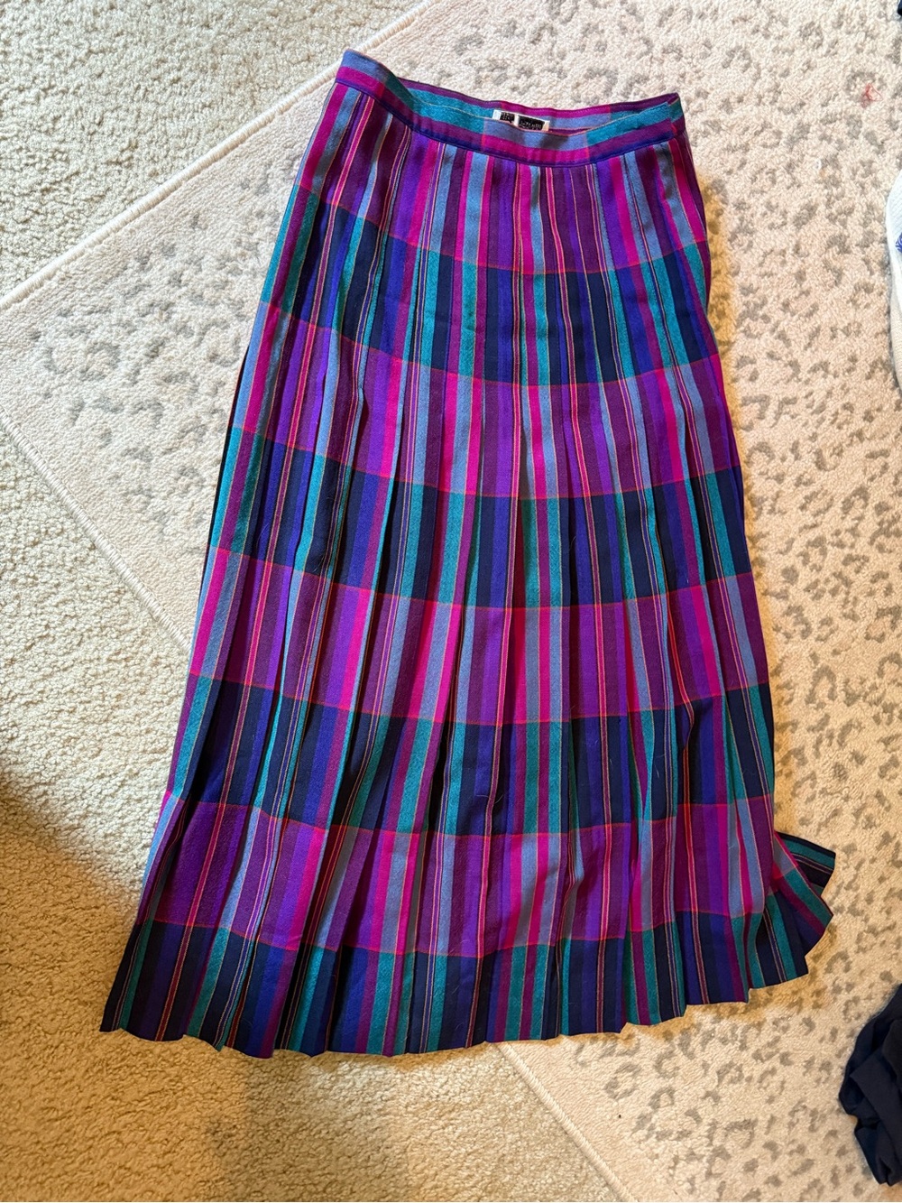 Christian Dior Vintage Pleated Plaid Women's Skirt